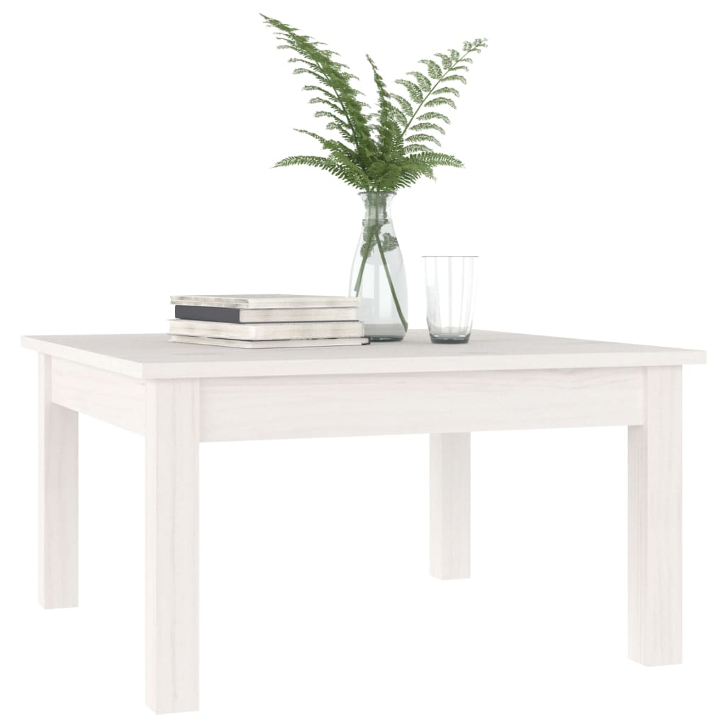 Sofabord Hvid 55x55x30 cm Massiv Fyr