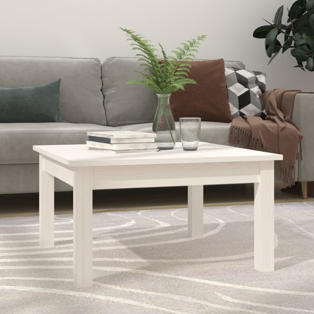 Sofabord Hvid 55x55x30 cm Massiv Fyr