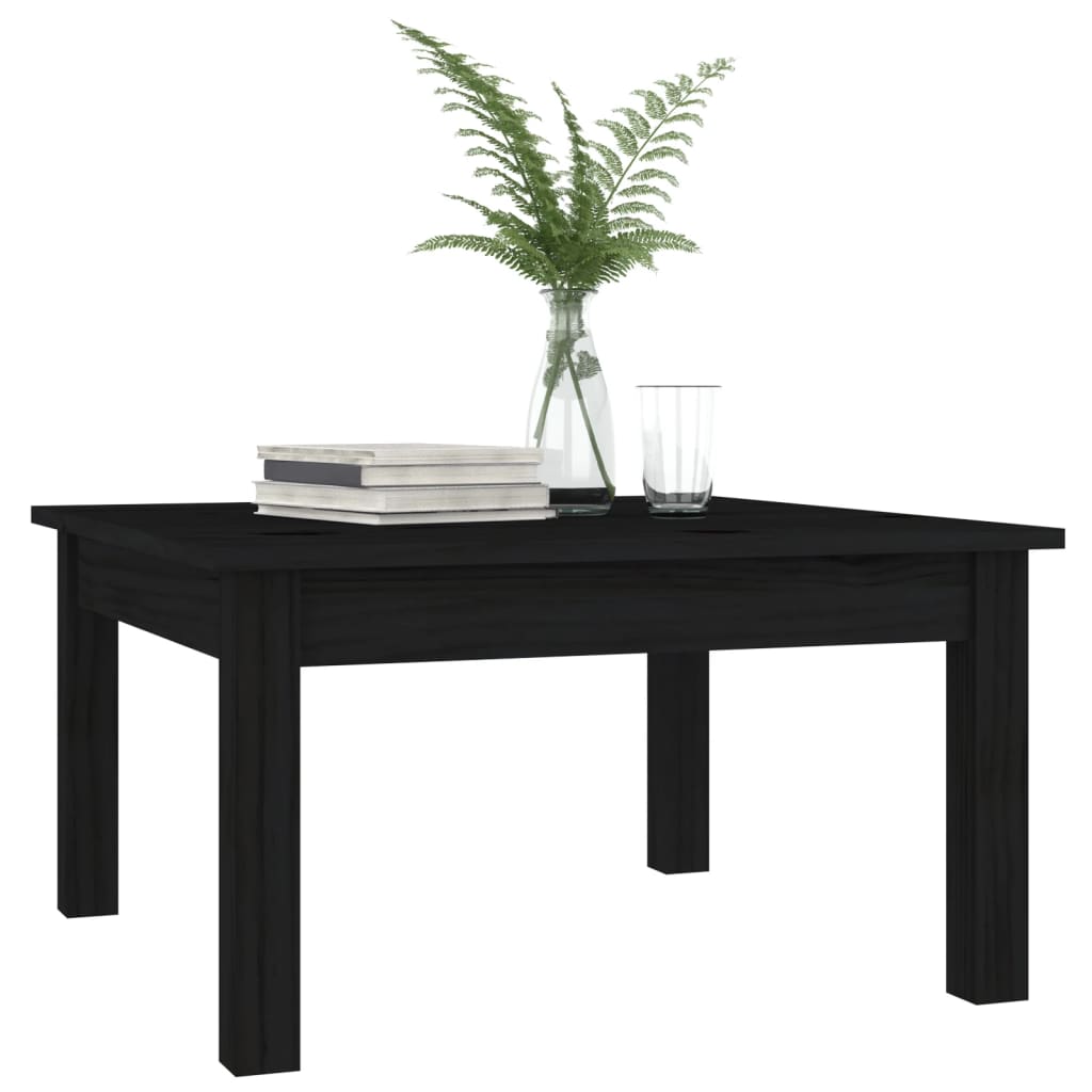 Sofabord Sort 55x55x30 cm Massiv Fyr