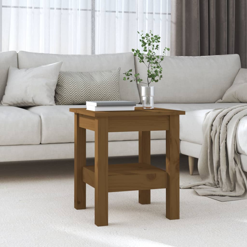 Sofabord honningbrunt 35x35x40 cm massivt fyrretræ
