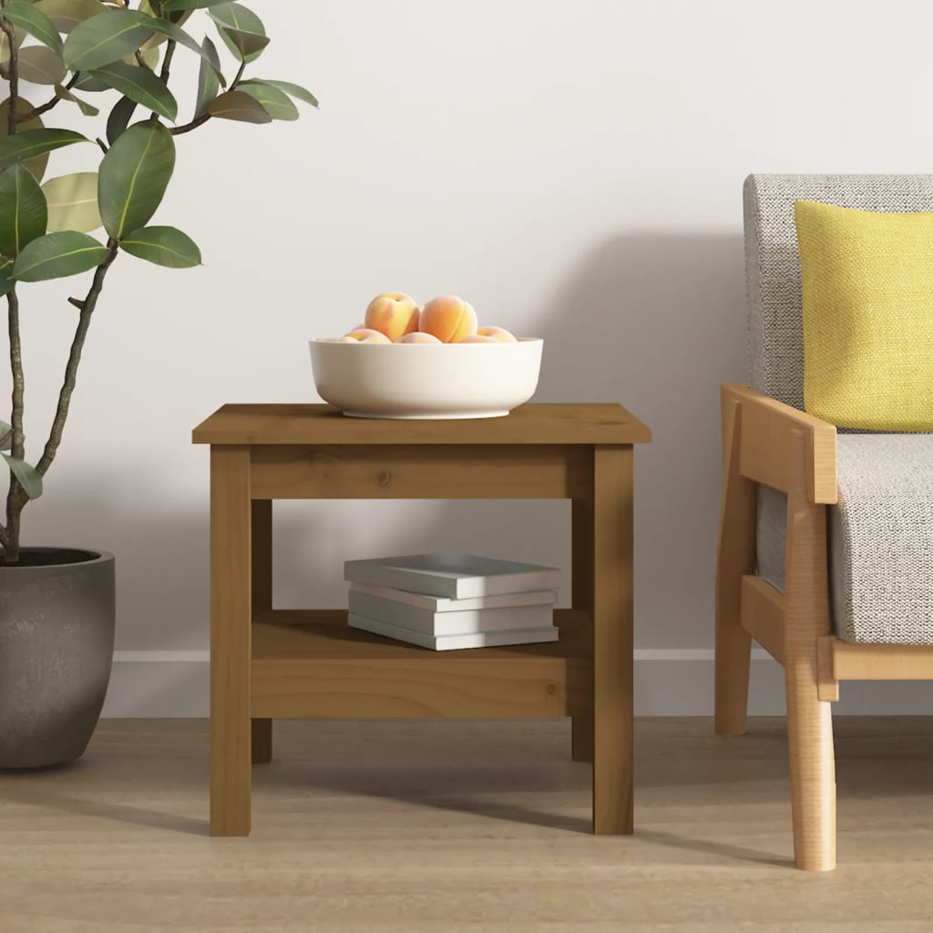 Sofabord honningbrunt 45x45x40 cm massivt fyrretræ