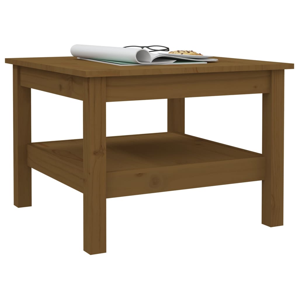 Sofabord honningbrunt 55x55x40 cm massivt fyrretræ