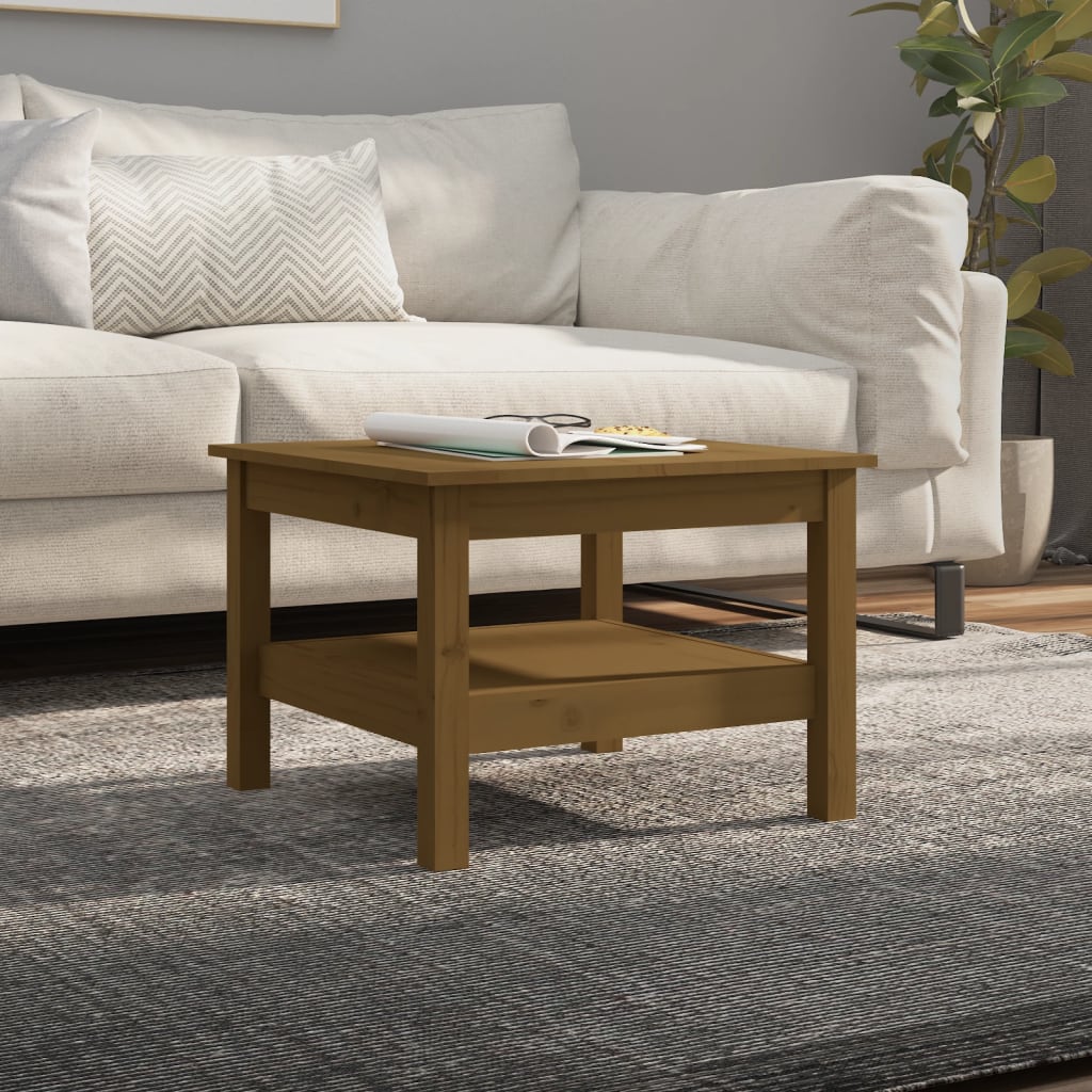 Sofabord honningbrunt 55x55x40 cm massivt fyrretræ