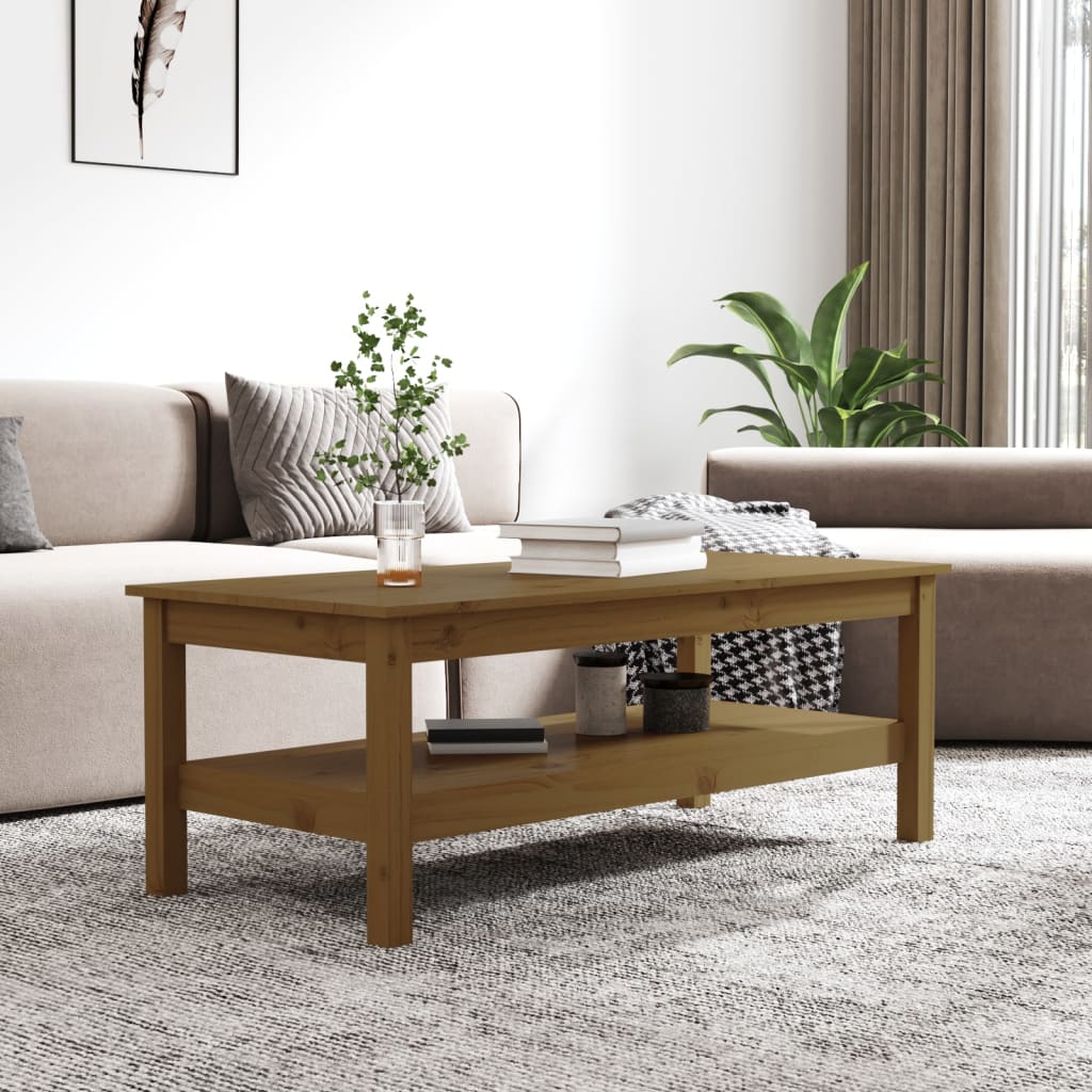 Sofabord honningbrunt 110x50x40 cm massivt fyrretræ