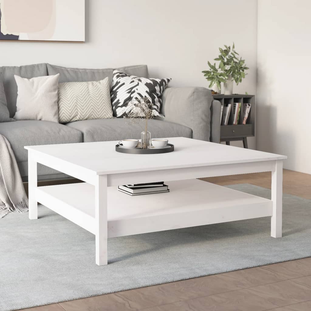 Sofabord Hvid 100x100x40 cm Massiv Fyr