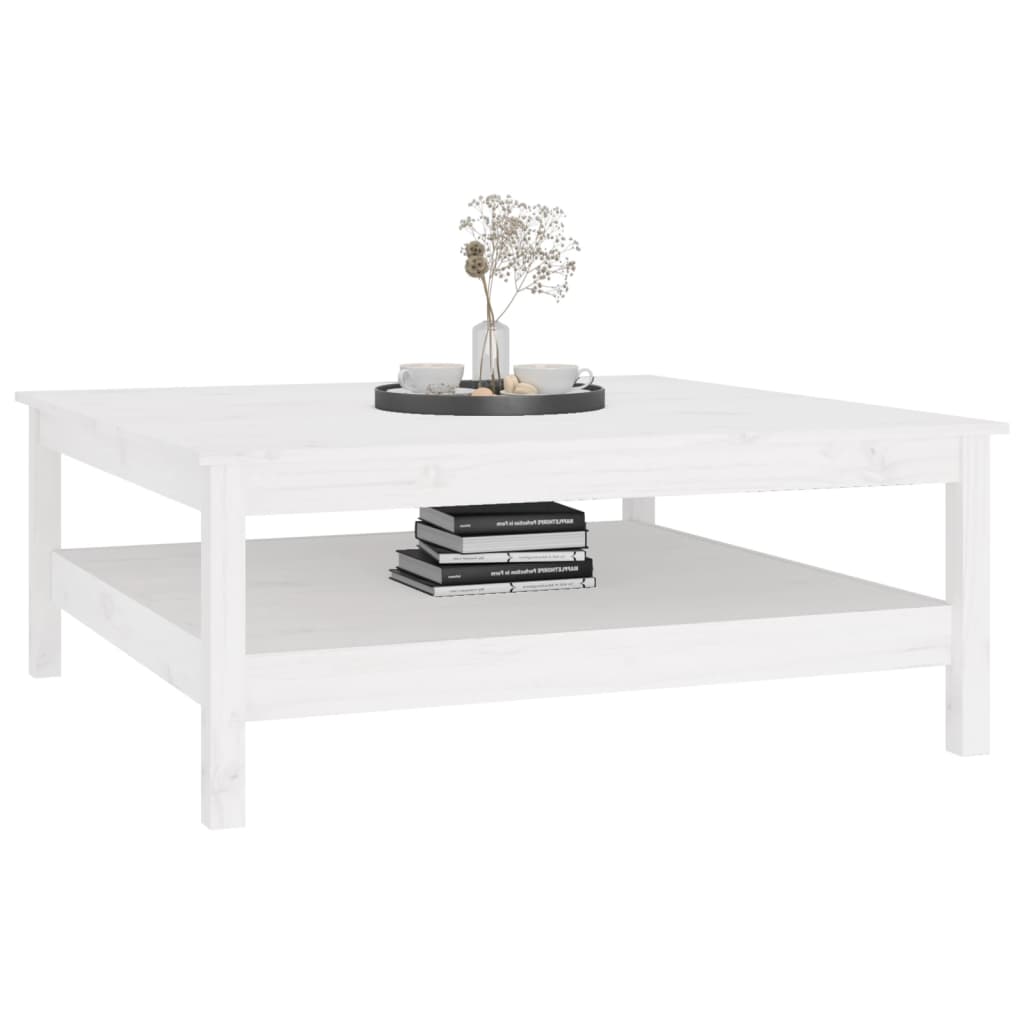 Sofabord Hvid 100x100x40 cm Massiv Fyr