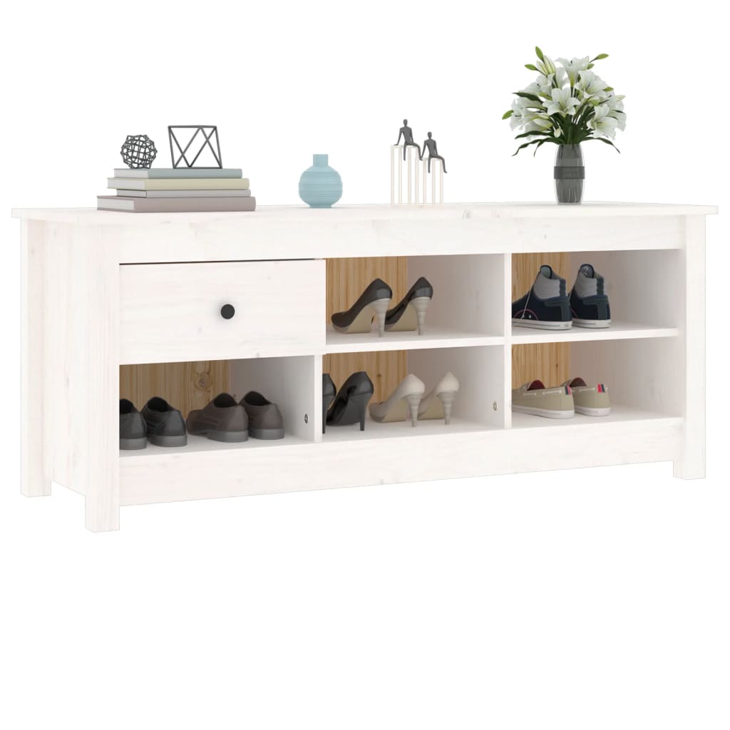 Skoskab Hvid 110x38x45,5 cm Massiv Fyr