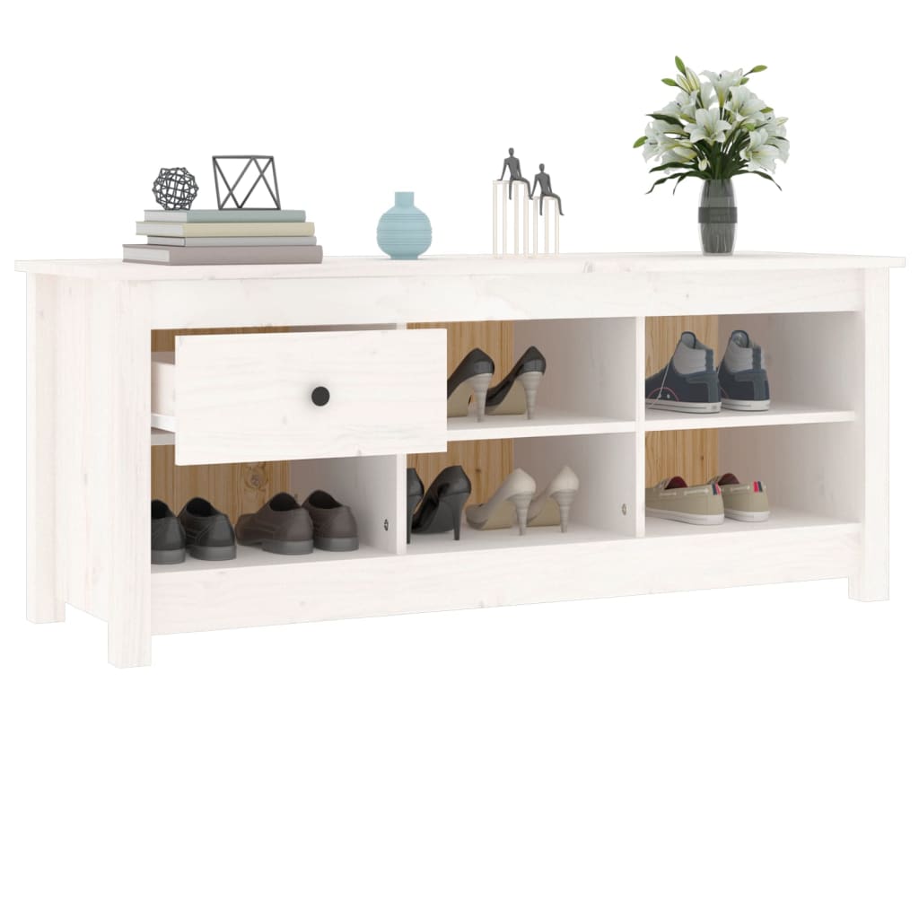 Skoskab Hvid 110x38x45,5 cm Massiv Fyr