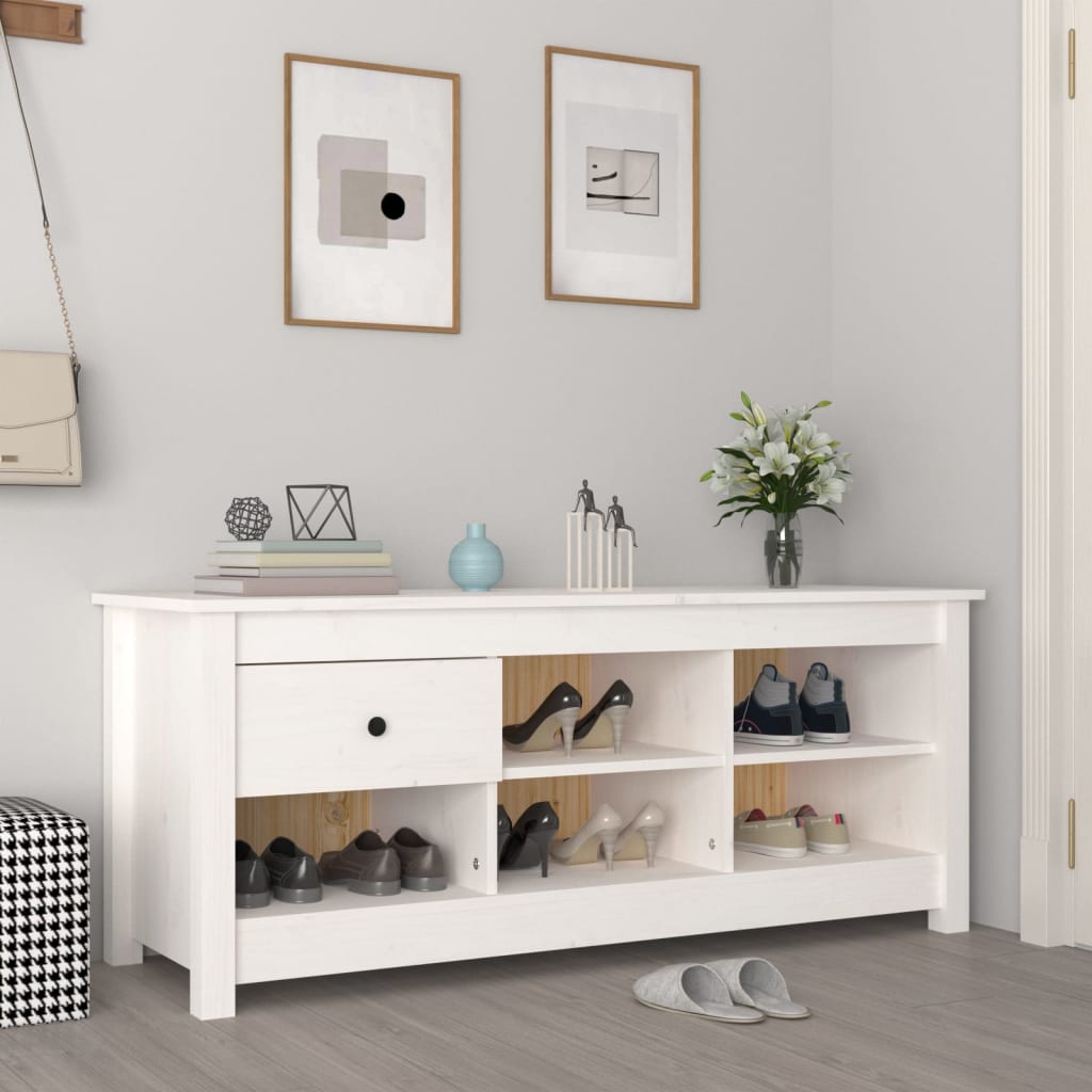 Skoskab Hvid 110x38x45,5 cm Massiv Fyr