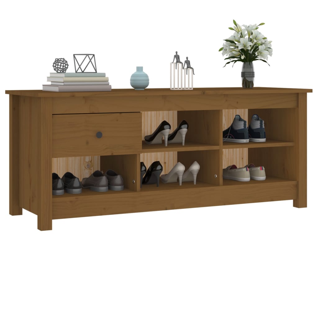 Skoskab Honningbrun 110x38x45,5 cm Massiv Fyrretræ