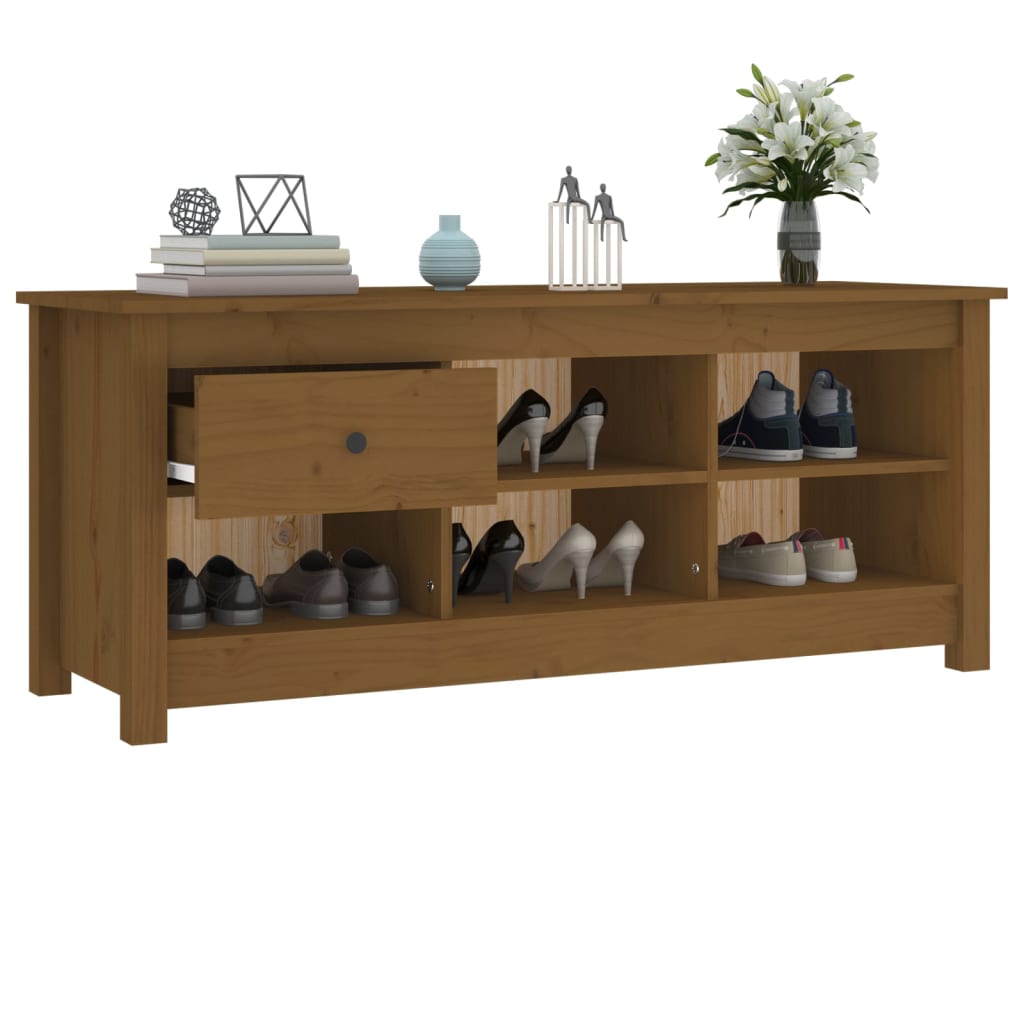 Skoskab Honningbrun 110x38x45,5 cm Massiv Fyrretræ