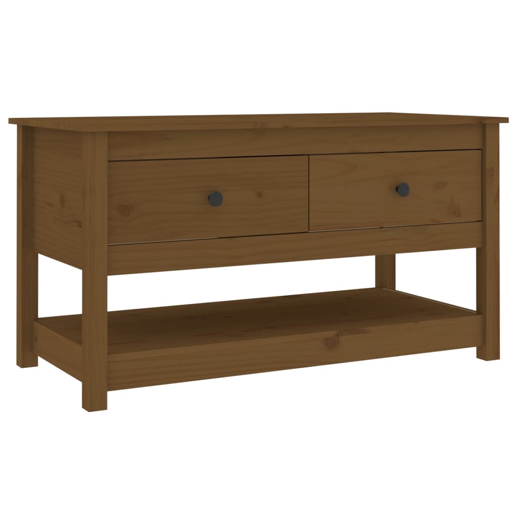 Sofabord honningbrunt 102x49x55 cm massivt fyrretræ