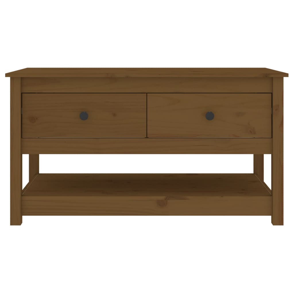 Sofabord honningbrunt 102x49x55 cm massivt fyrretræ