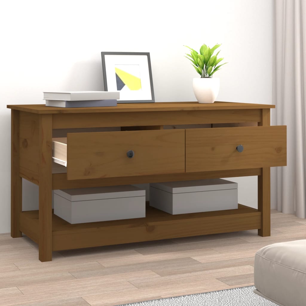 Sofabord honningbrunt 102x49x55 cm massivt fyrretræ