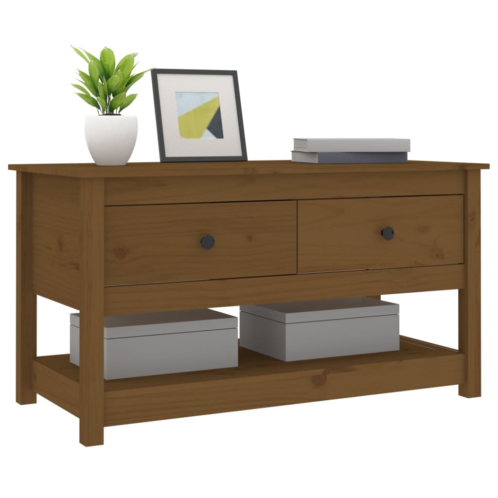 Sofabord honningbrunt 102x49x55 cm massivt fyrretræ