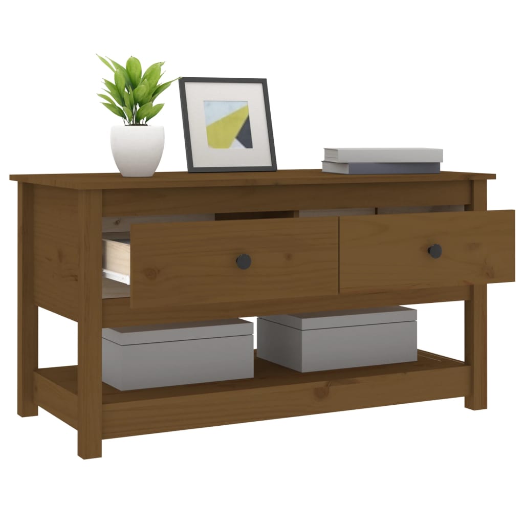 Sofabord honningbrunt 102x49x55 cm massivt fyrretræ