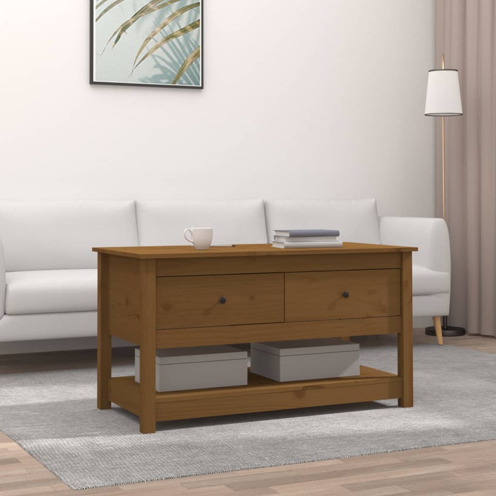 Sofabord honningbrunt 102x49x55 cm massivt fyrretræ