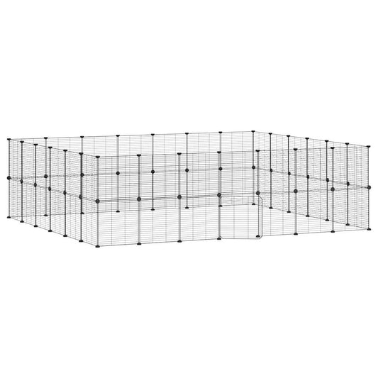 52-tlg. Haustierkäfig mit Tür Schwarz 35x35 cm Stahl