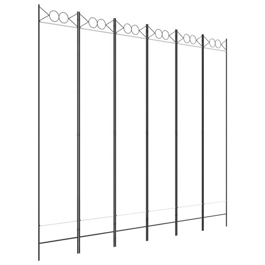 6-tlg. Paravent Weiß 240x220 cm Stoff