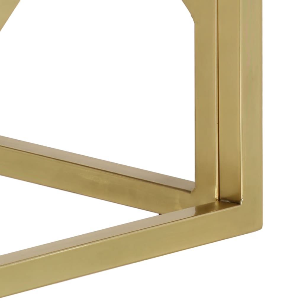 Couchtisch Golden Edelstahl und Massivholz