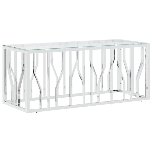 Couchtisch 110x45x45 cm Edelstahl und Glas
