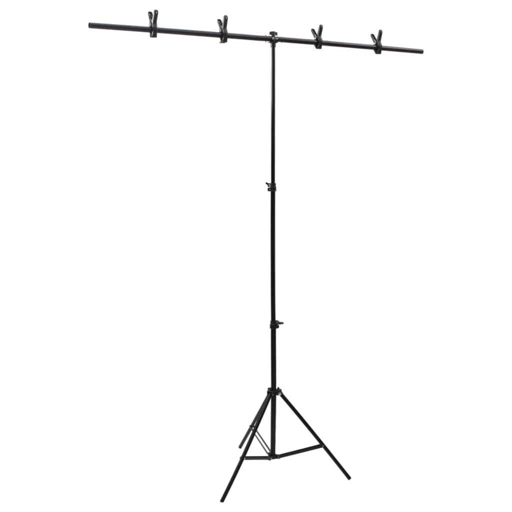Baggrundsstativ T-Shape Sort 151x60x(70-200) cm