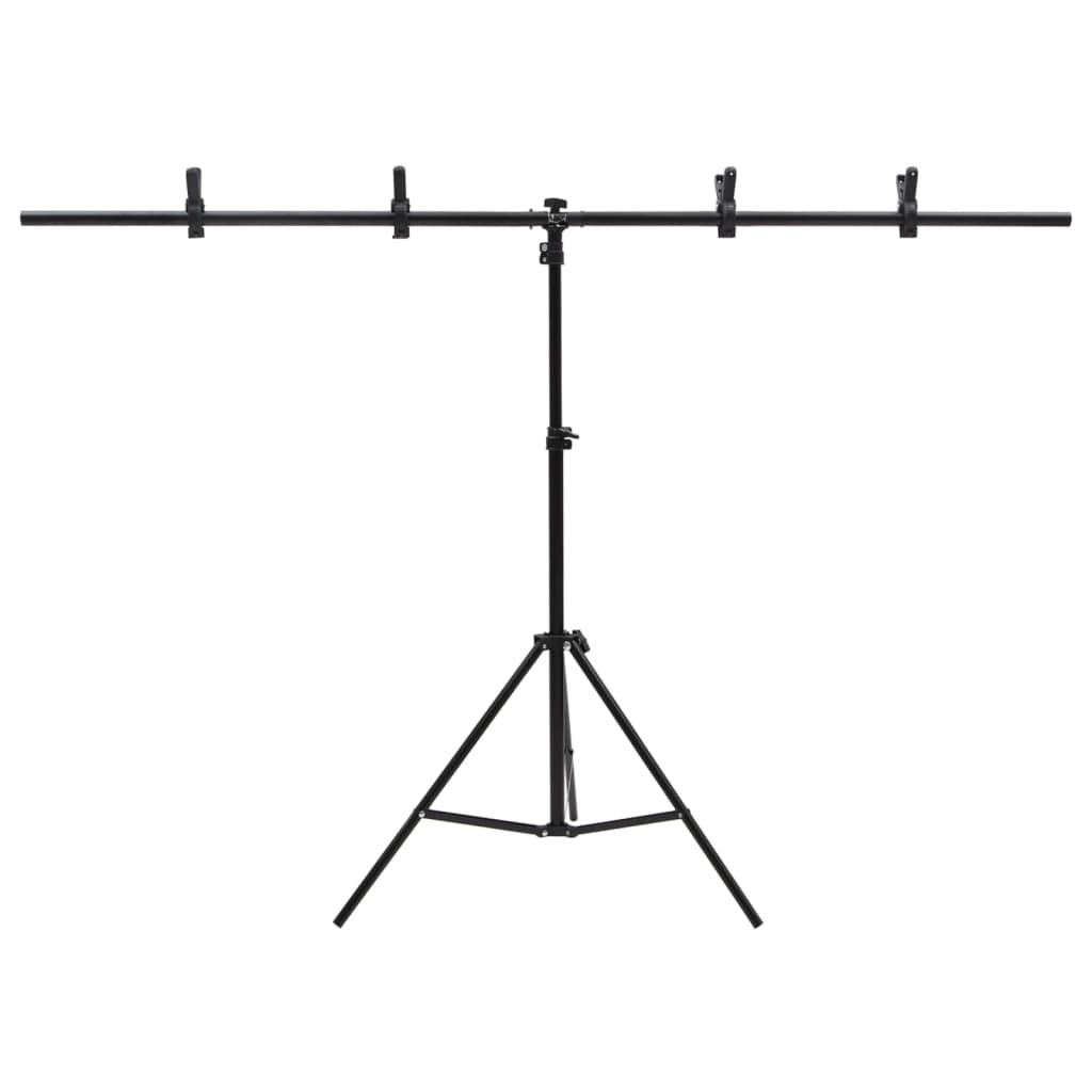 Baggrundsstativ T-Shape Sort 151x60x(70-200) cm