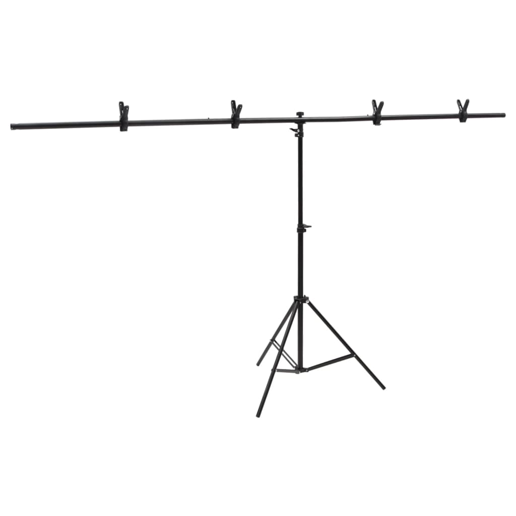 Baggrundsstativ T-Shape Sort 201x60x(70-200) cm