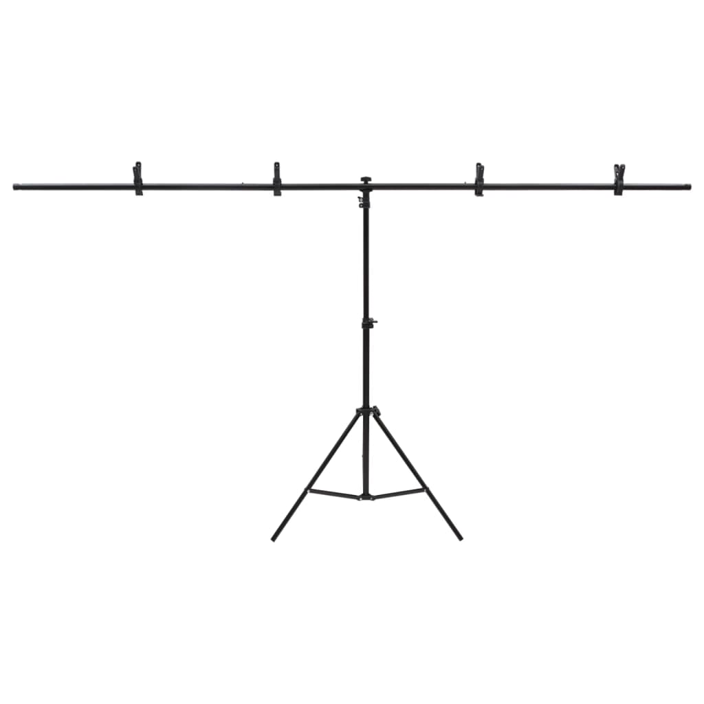 Baggrundsstativ T-Shape Sort 201x60x(70-200) cm