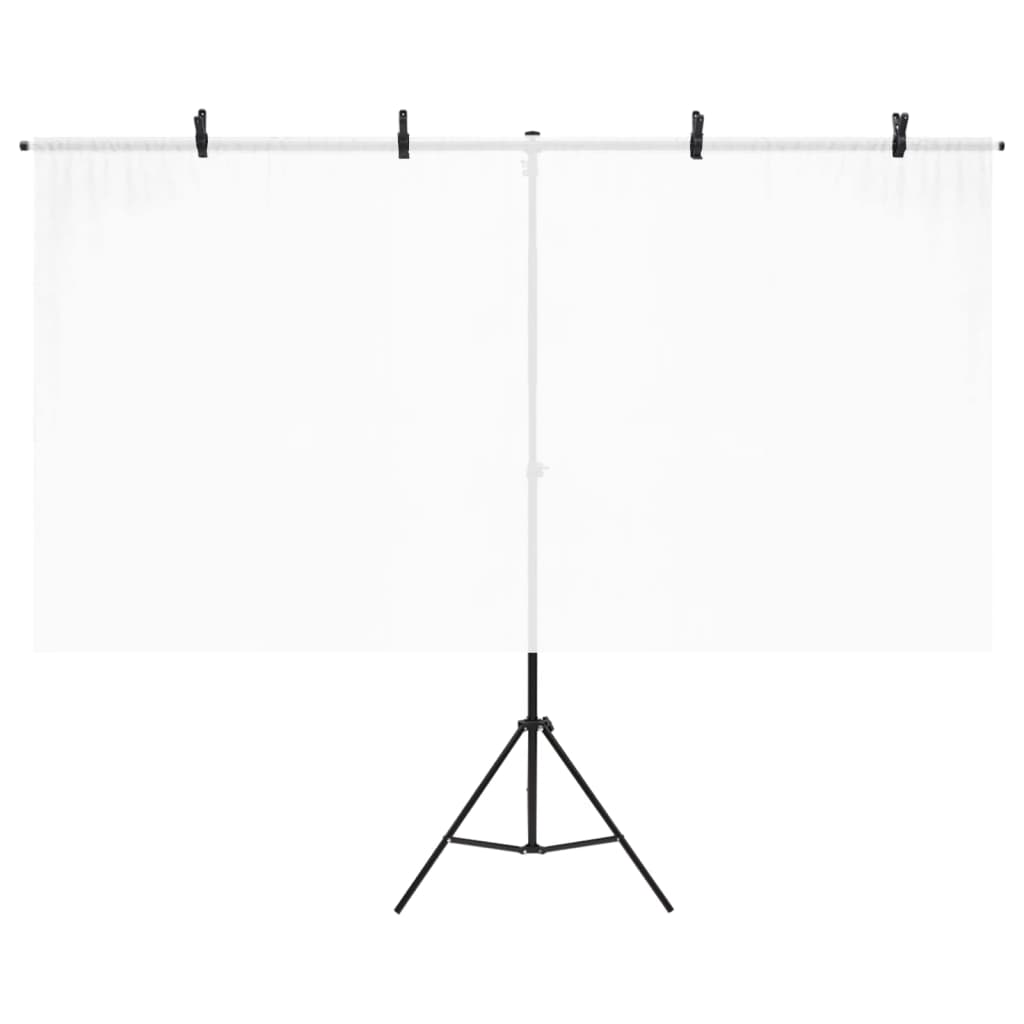 Baggrundsstativ T-Shape Sort 201x60x(70-200) cm