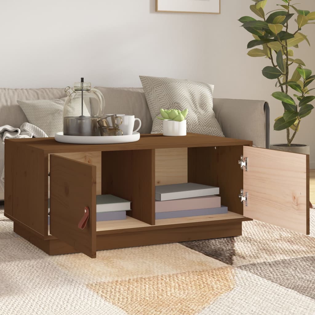 Sofabord honningbrunt 80x50x35 cm massivt fyrretræ