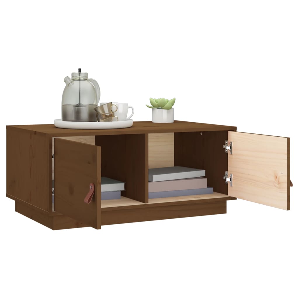 Sofabord honningbrunt 80x50x35 cm massivt fyrretræ