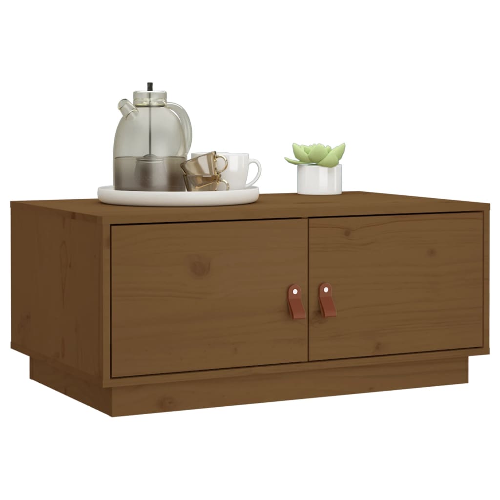 Sofabord honningbrunt 80x50x35 cm massivt fyrretræ