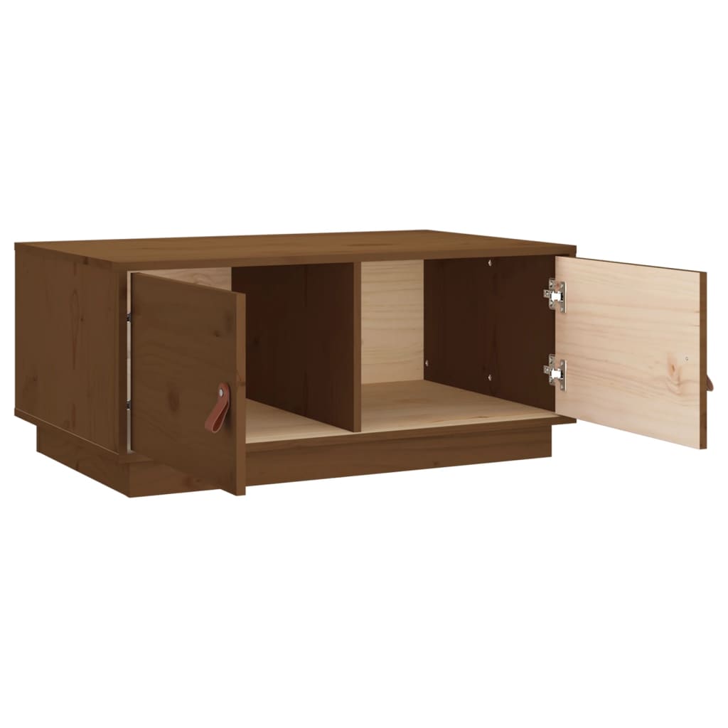 Sofabord honningbrunt 80x50x35 cm massivt fyrretræ