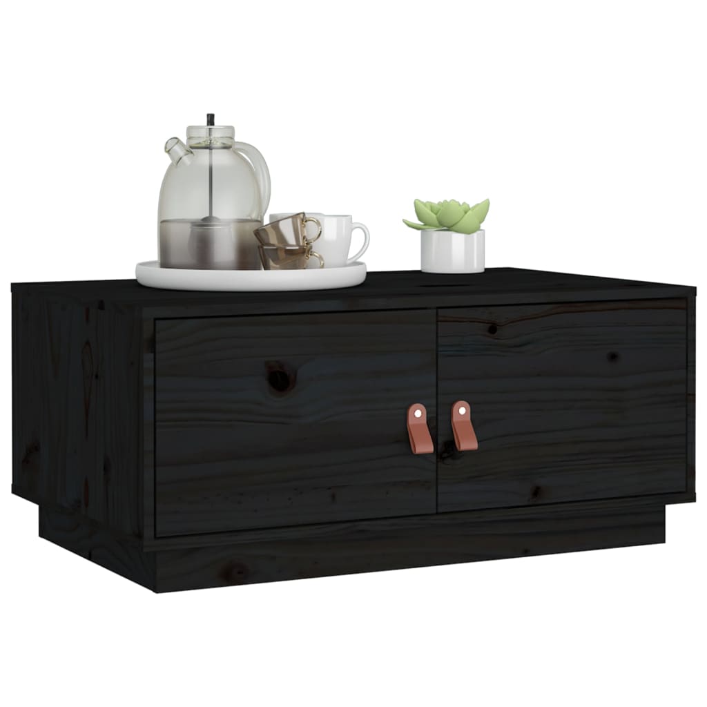 Sofabord Sort 80x50x35 cm Massiv Fyr
