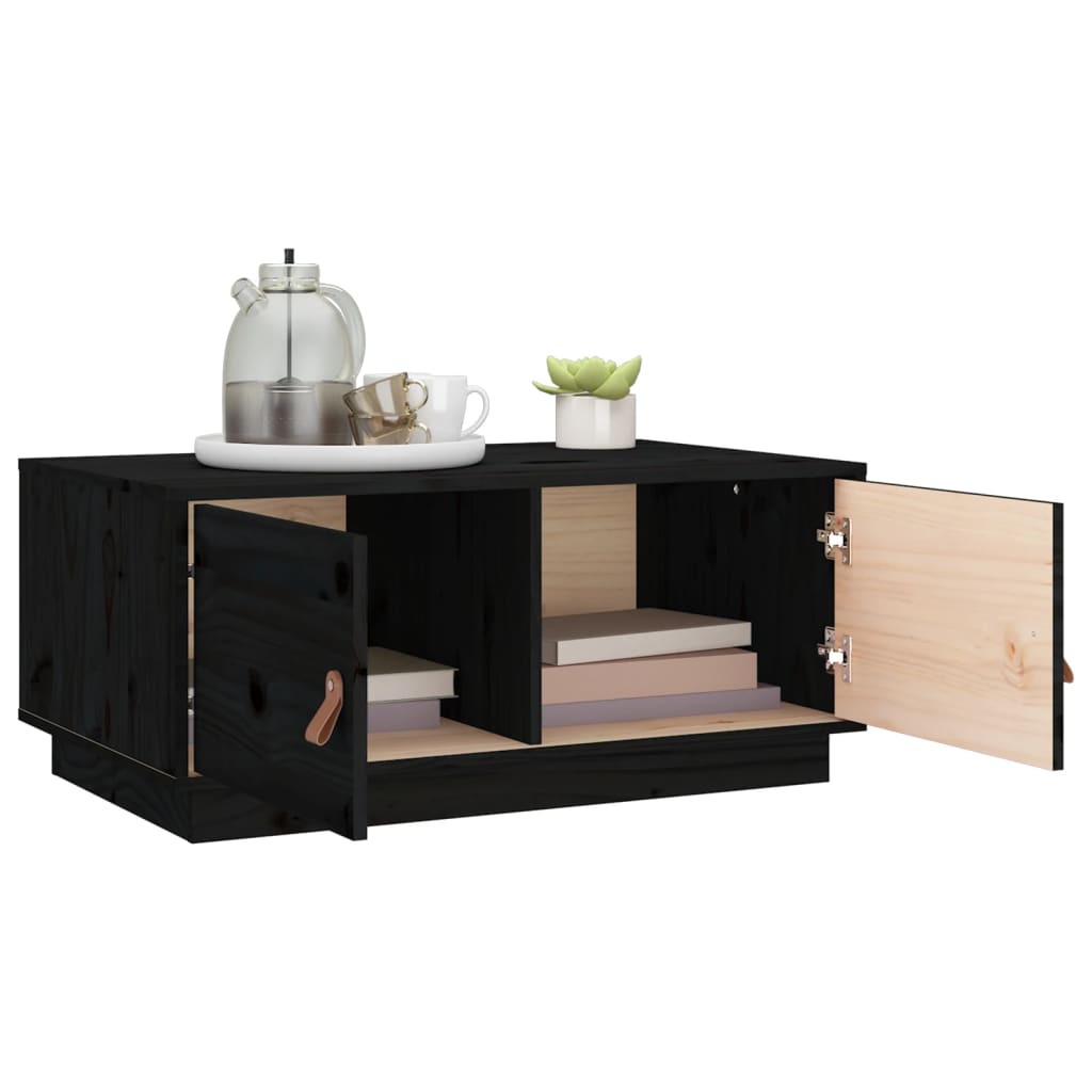 Sofabord Sort 80x50x35 cm Massiv Fyr