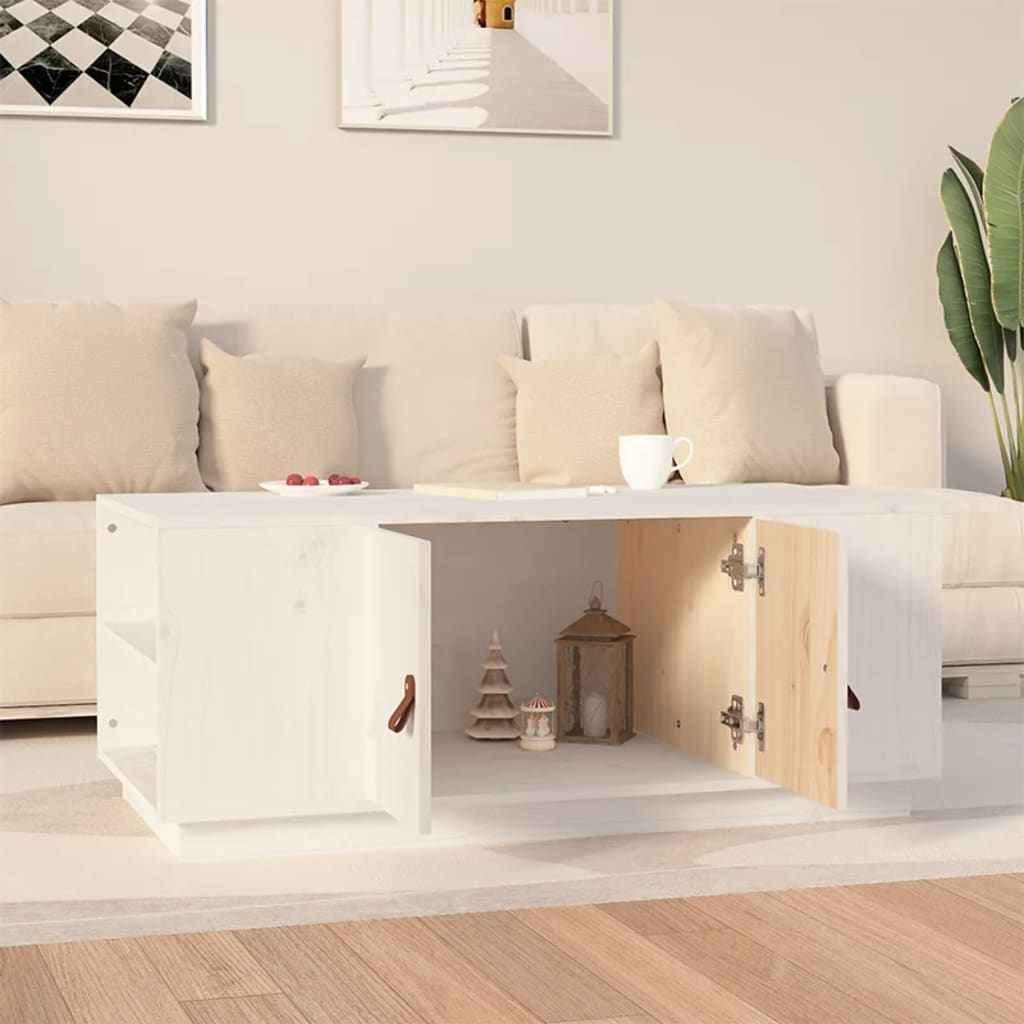 Sofabord Hvid 100x50x41 cm Massiv Fyr