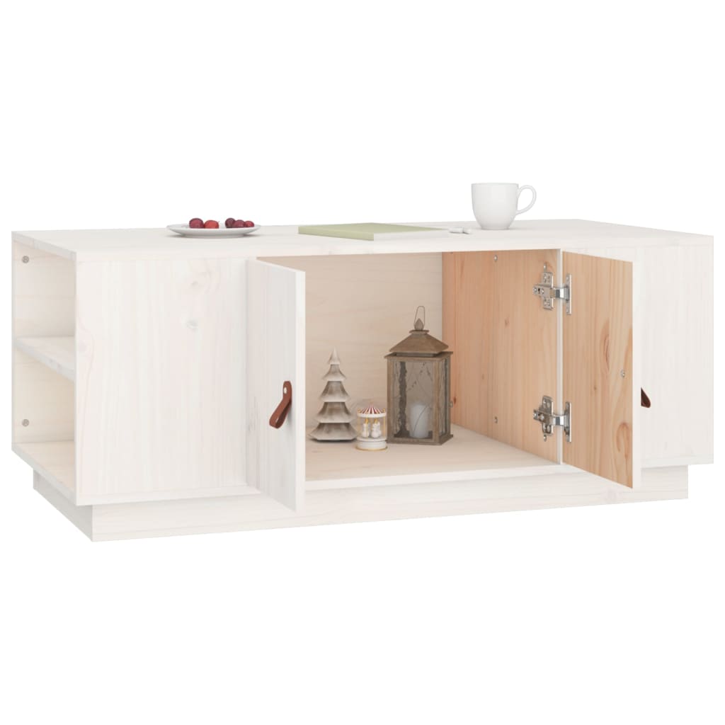 Sofabord Hvid 100x50x41 cm Massiv Fyr