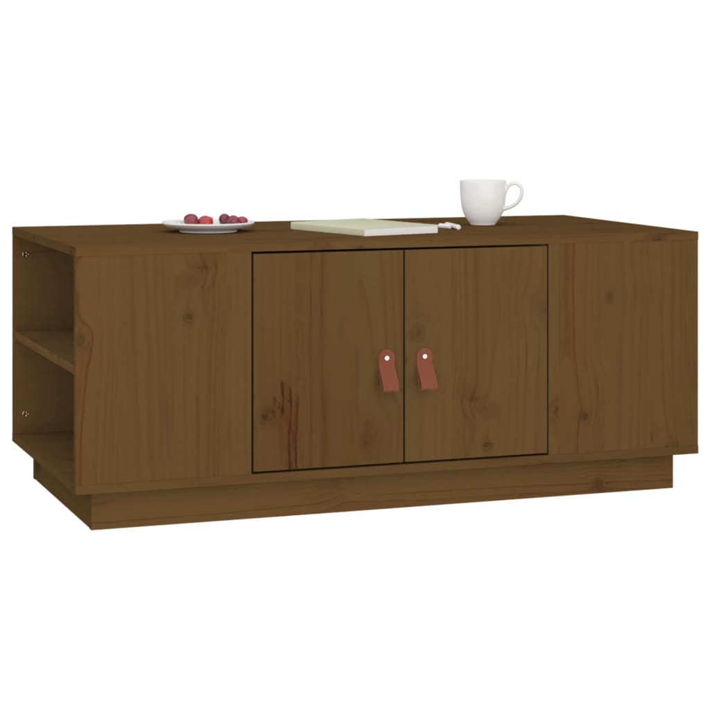 Sofabord honningbrunt 100x50x41 cm massivt fyrretræ