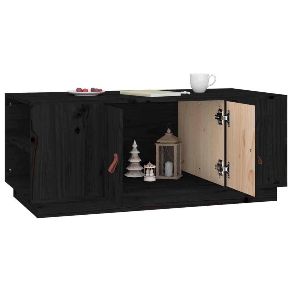 Sofabord Sort 100x50x41 cm Massiv Fyr