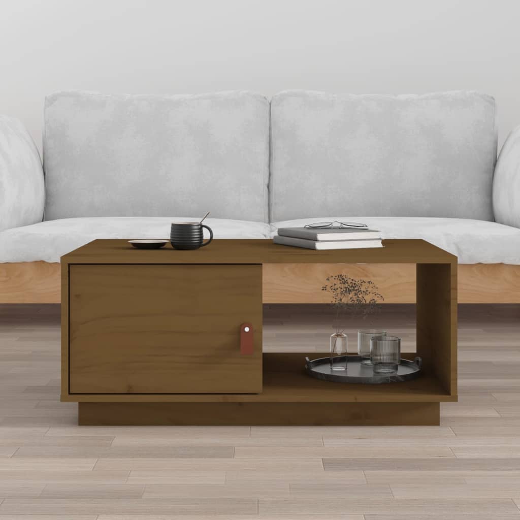 Sofabord honningbrunt 80x50x35,5 cm massivt fyrretræ
