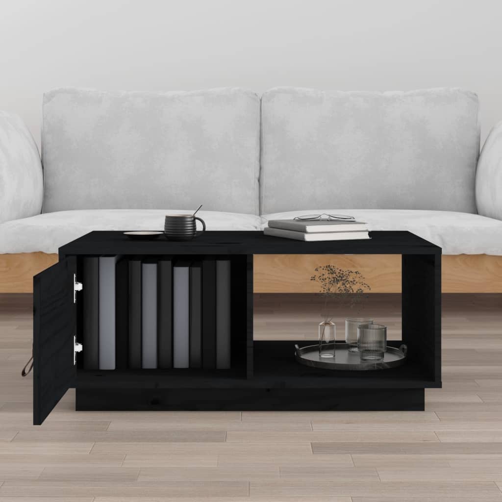 Sofabord Sort 80x50x35,5 cm Massiv Fyr