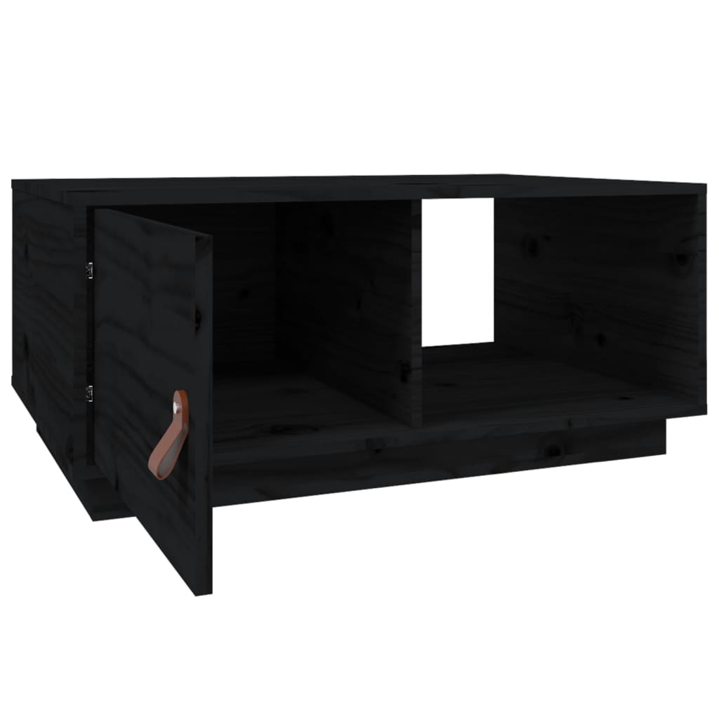 Sofabord Sort 80x50x35,5 cm Massiv Fyr