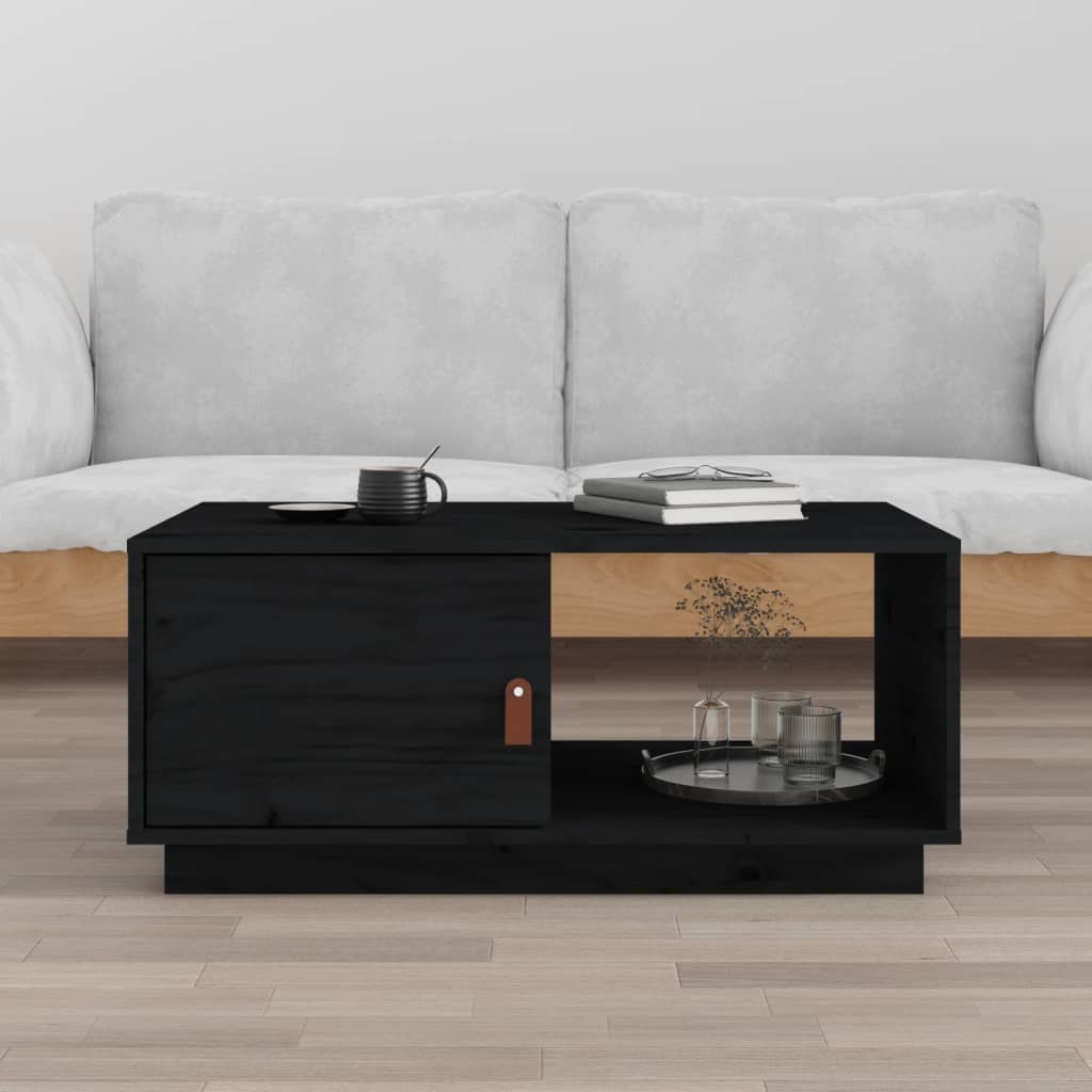 Sofabord Sort 80x50x35,5 cm Massiv Fyr
