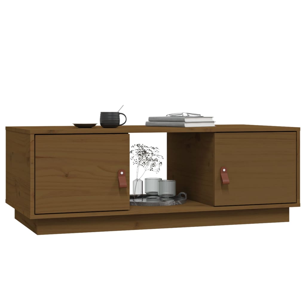 Sofabord honningbrunt 100x50x35 cm massivt fyrretræ