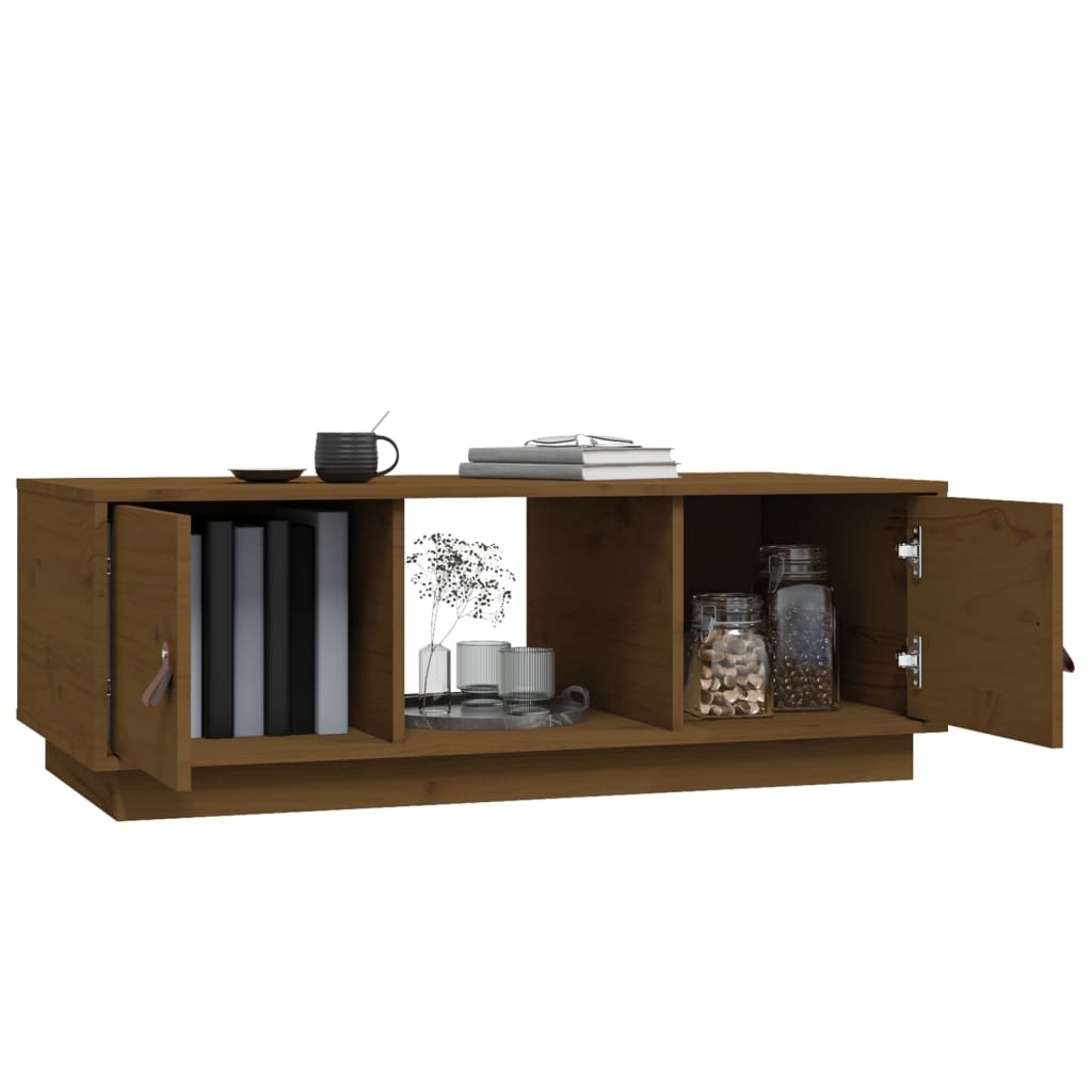 Sofabord honningbrunt 100x50x35 cm massivt fyrretræ