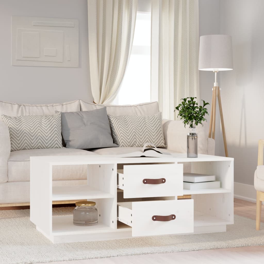 Sofabord Hvid 100x50x41 cm Massiv Fyr