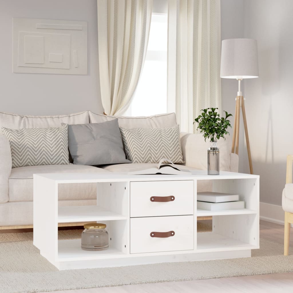 Sofabord Hvid 100x50x41 cm Massiv Fyr