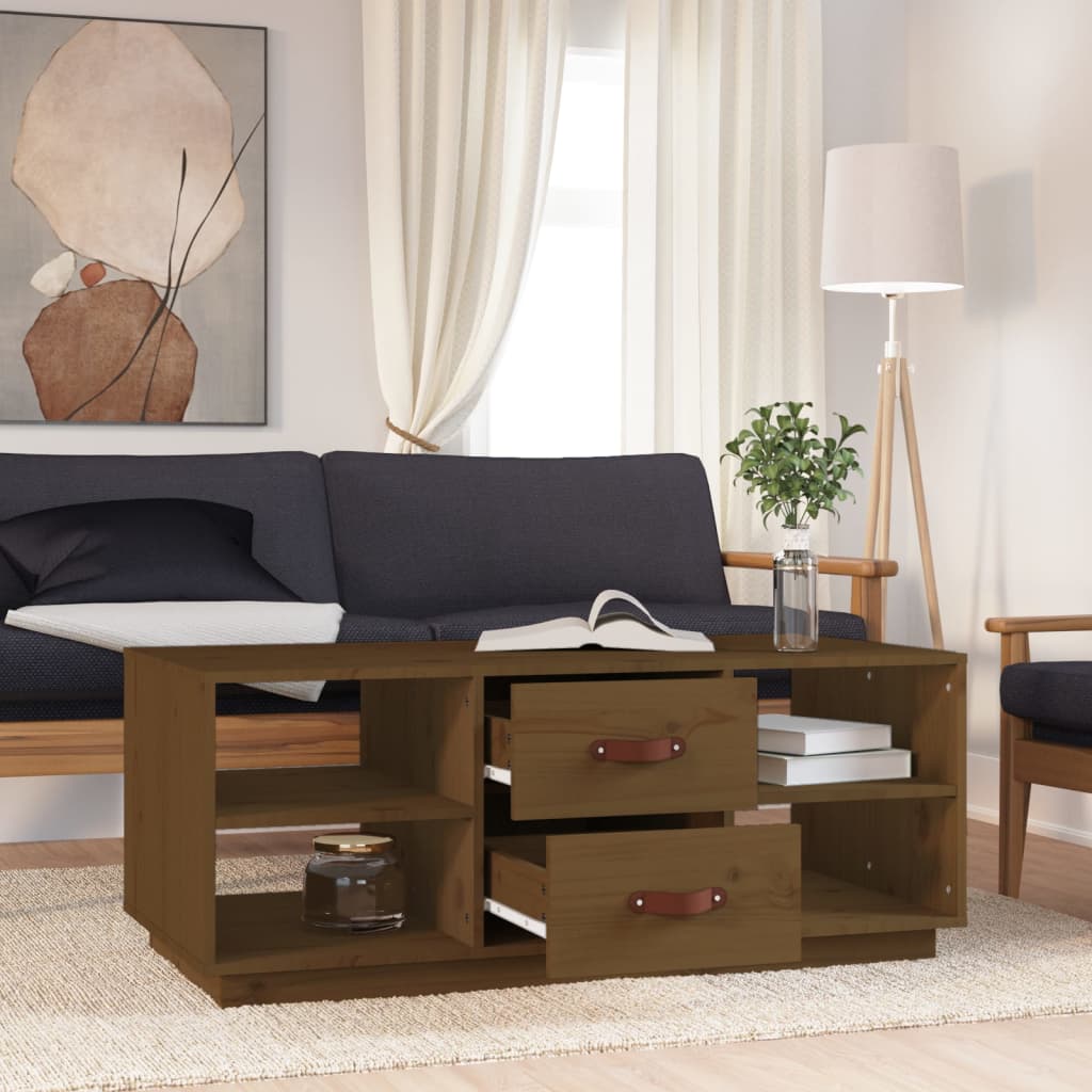 Sofabord honningbrunt 100x50x41 cm massivt fyrretræ