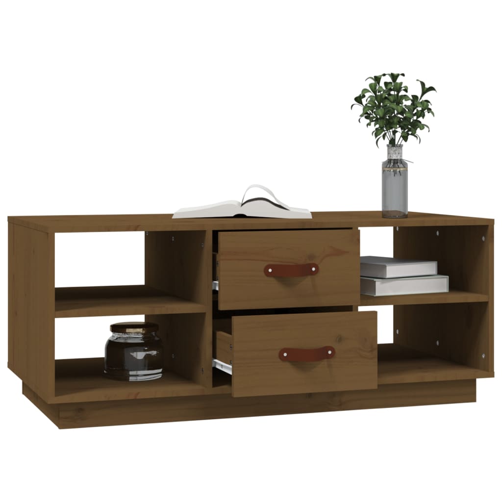 Sofabord honningbrunt 100x50x41 cm massivt fyrretræ